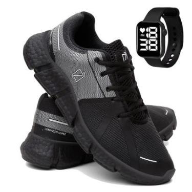 Imagem de Tênis Masculino Esporte Super Leve Para Caminhada Corrida e Treino e Relógio-Masculino