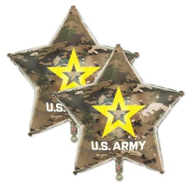 Imagem de U.S. Army Large Star Balloons – 2 Star Mylar Balloons for US Army Party Decorations – 24 in. wide - Officially Licensed with the United States Army Logo and Camo Pattern - by Havercamp