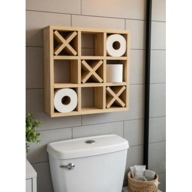Imagem de Porta papel higiênico jogo da velha lavabo banheiro parede - RV ateliê