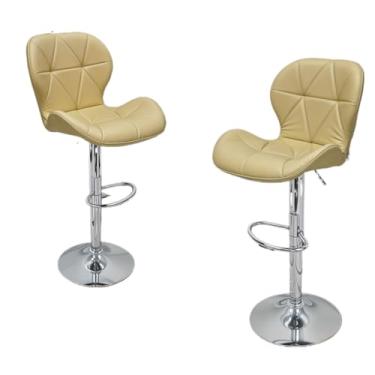 Imagem de Banquetas Alta, Kit 2 Banquetas Slim Estofada Giratória com Regulagem(Bege)