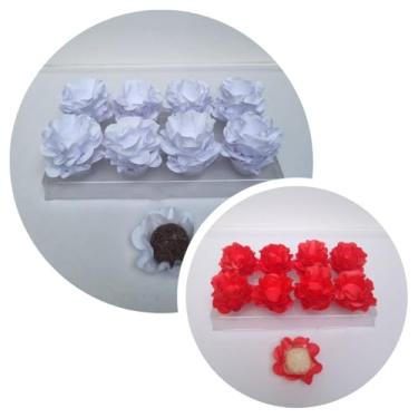 Imagem de Forminhas para Doces, 80 Peças Decorativas em Formato de Flor para Festas, Casamentos e Aniversários (Branca e Vermelha)
