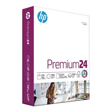 Imagem de Papel de impressora HP | Papel de 21 x 28 cm | Premium 11 kg | 1 resma - 500 folhas | 100 brilhantes | Feito nos EUA - Certificado FSC | 112400R
