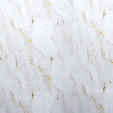 Imagem de Papel de Parede Adesivo Sala Quarto Ripas Madeira Clara Lisa Autocolante 5m x 45cm. (Mármore Ouro)