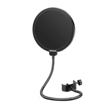 Imagem de Filtro Pop NW(B-3) Tela Dupla 6 polegadas Anti Puff para Microfone Condensador Haste Flexível Pescoço de Ganso e Grampo C, Filtro Anti Ruído Plosivo Vocal Podcast e Estúdio