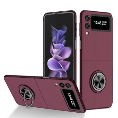 Imagem de Capa de anéis magnéticos de luxo para Samsung Galaxy Z Flip 5 Flip 4 ZFlip 2 3 Z Flip4 Capa com suporte para Samsung Flod 3 2 4 Fold5, vinho tinto, para Samsung Fold 4