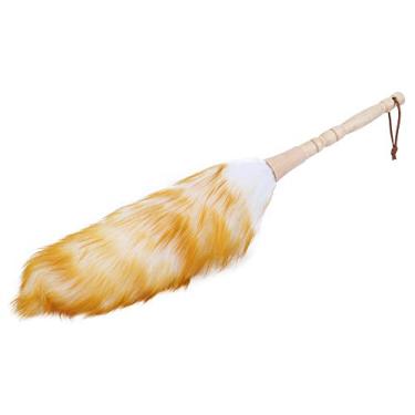 Imagem de Ferramenta de limpeza de poeira doméstica, espanador de lã macia antiestática com cabo de madeira ergonômico para uso doméstico, para móveis, eletrodomésticos, caligrafia e pintura