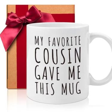 Imagem de ZWV My Favorite Cousin Gave Me This Mug, presente emocionante de sobrinha/sobrinho - xícara de café de cerâmica de 325 ml para tias e tios - presente de aniversário, Natal e reunião de família -134