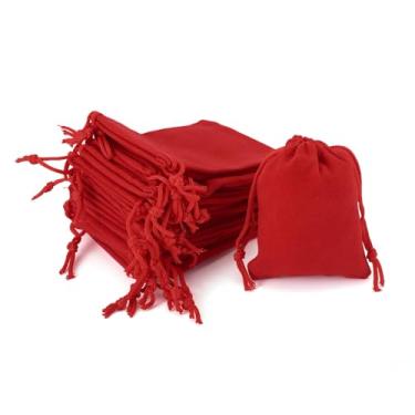 Imagem de 20 sacos pequenos de veludo com cordão de 9 x 7 cm, colar, pulseira, bolsas de armazenamento de joias, sacos de tecido de veludo para joias, embalagem de presente, lembrancinhas de festa de casamento