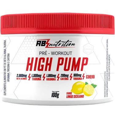 Imagem de Absolut Nutrition, Pré-treino complementado com Beta Alanina, Taurina, Arginina, Cafeína, Tirosina e Coenzima Q 10, Sabor limão siciliano, High Pump, 100 gramas