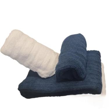 Imagem de Kit Toalha, Kit com 03 Toalha de Banho Grande E Grossa(Volume Extra) Azul Marinho Ou Branca Ou Cinza Ou Grafite(2 Azul / 1 Branco)