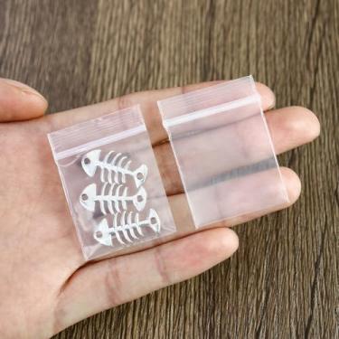 Imagem de 100 peças de mini sacos de plástico com zíper, 3,5 x 4,5 cm, sacos de poliéster resseláveis transparentes, pequenos sacos ziplock para anéis de joias, botões, 8 mm de espessura