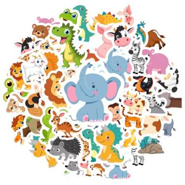 Imagem de Pacote de adesivos de animais fofos com 50 adesivos de zoológico para celular, mala, laptop