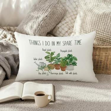 Imagem de Plant Lover Gifts Capas de travesseiro 30,5 x 50,8 cm, presentes de jardineiro para mãe de plantas, coisas que eu faço no meu tempo livre, vasos de plantas decorativas