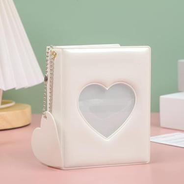 Imagem de Álbum de fotos de cor sólida de 7,6 cm Love Hollow Photocard Holder Heart Pendant Kpop Cards Collect Book Album