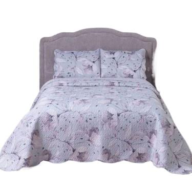 Imagem de Kit Colcha Cobre Leito Ultrasonic 3 Peças Dupla Face com Porta Travesseiro - Elegante e Confortável para (Luanda,Casal)