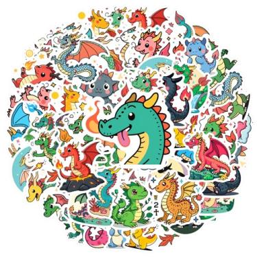 Imagem de 35 peças de adesivos de papelaria dragão fantasia adesivos de animais dragões dragões decalques para notebook, bagagem, celular, copo, guitarra, laptop, capacete, skate