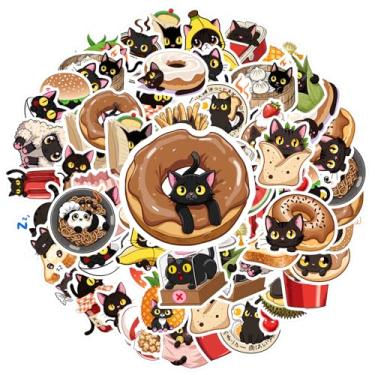Imagem de 35 peças de comida de gatos fofos adesivos de papelaria adesivos de papelaria para telefone faça você mesmo, guitarra, laptop, notebook, mala, copo, mala, telefone, bagagem, laptop, guitarra, carro