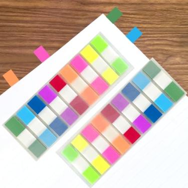 Imagem de Conjunto de 2 abas adesivas com 360 folhas, abas transparentes com 9 cores aleatórias, tiras adesivas coloridas removíveis para marcadores de página