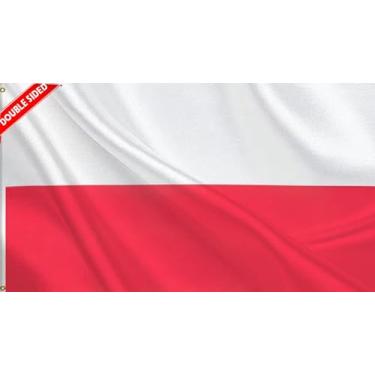 Imagem de HVATLTL Bandeira de barco da Polônia com 3 camadas dupla face, 30 x 45 cm, nylon 220D resistente, cores vivas, bandeiras náuticas polidas com 2 ilhós de latão para barco, quadriciclo, caminhão