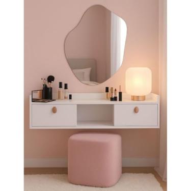 Imagem de Penteadeira camarim suspensa parede para quarto maquiagens TV,penteadeira escrivaninha(Branco)