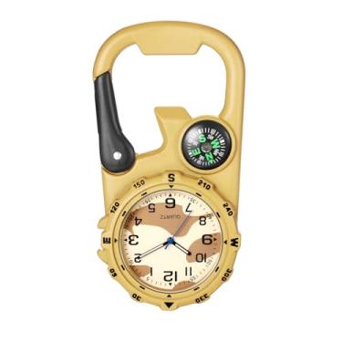 Imagem de JewelryWe Relógio mosquetão unissex Fob: relógios de bússola de quartzo analógico azul para médicos enfermeiros chefes paramédicos escalada ao ar livre esportes para o Natal, Dourado