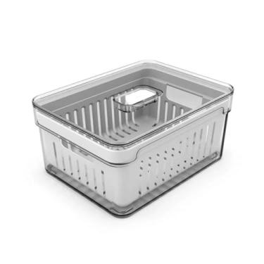 Imagem de Organizador Geladeira, Kit Organizador de Geladeira, Organizador Alimentos Geladeira Com Cesto úNico Duplo 2,2l (20x15cm) Linha Clear Fresh - Ou(Unitário - Cesto Único)