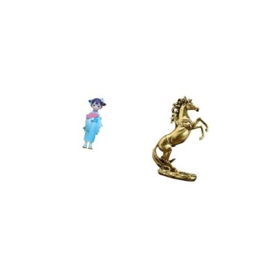 Imagem de Fenteer Boneca Kabuki Gueixa Asiática com Quimono E Cavalo em Pé - Artesanato Feito à Mão para Decoração de Aniversário, Casa de Campo, Quarto, Casa de Boneca