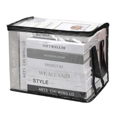 Imagem de PATIKIL Sacos de armazenamento transparentes de 23 x 27 x 23 cm, sacos de armazenamento de plástico transparentes pequenos organizadores com zíper, organizador de lençóis de cama dobrável com alças de