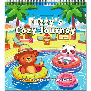 Imagem de Livro de colorir aconchegante para relaxamento de adultos – com as lindas aventuras de viagem com animais da Fuzzy, livro de colorir simples para alívio do estresse e presente de atenção plena para