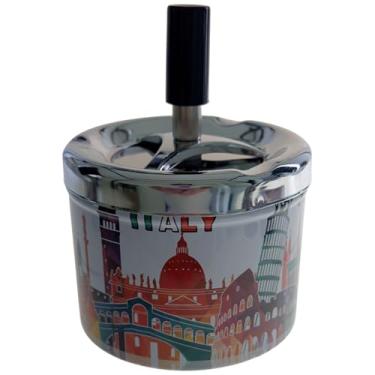 Imagem de Cinzeiro De Inox Com Tampa E Reservatório Grande 12x9cm (MOD K)