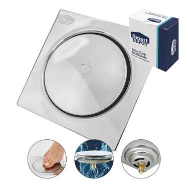 Imagem de Ralo Abre Fecha Quadrado Cromado Click - Smart Depot