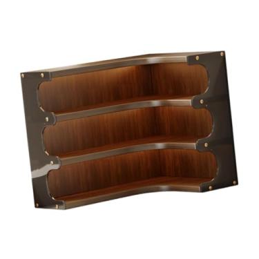 Imagem de WeiLaiKeQi Organizador de canto para mesa, prateleira organizadora de, multiuso, suporte para copos, prateleira de madeira para cozinha e casa, Marrom