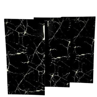 Imagem de Placa Adesiva Mármore 3D Auto Colante Parede Cozinha e Banheiro PRETO 