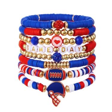 Imagem de RINHOO FRIENDSHIP Acessórios de futebol para mulheres, pulseiras elásticas, vermelhas, pretas, azuis, pulseiras elásticas de futebol, energia, joias, presentes, Medium, Liga metálica, Sem Pedra