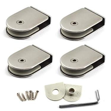 Imagem de Suporte de grampo de vidro 8-12 mm Clipes de prateleira de vidro de aço inoxidável Suporte de prateleira de vidro montado na parede (Pacote com 4)