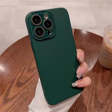 Imagem de Capa protetora de lente de cobertura total fosca simples para iPhone 16, 15, 14, 13, 12, 11 Pro Max Plus, capa rígida de PC ultrafina, verde-escuro, para iPhone 15