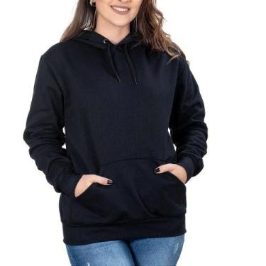 Imagem de Moletom Feminino Casaco Canguru Capuz Algodão Casual - Campero, GG, Pr
