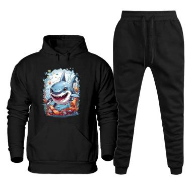 Imagem de Conjunto Casaco de Moletom Plus Size Masculino Estampado Com Calça Moderna Caminhada Dia a Dia