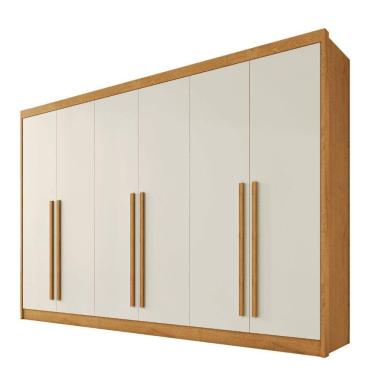 Imagem de Guarda Roupas Casal 6 Portas 4 Gavetas 100% Mdf Chipre Madeirado/off White