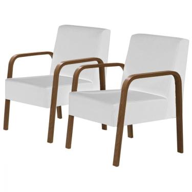 Imagem de Kit 2 Poltronas Jade Braço Madeira D Salla Courino. Branco