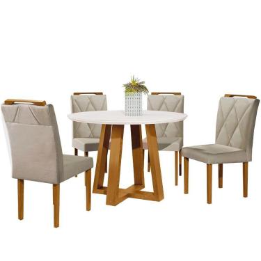 Imagem de Conjunto Sala De Jantar 4 Lugares Mesa Redonda e 4 Cadeiras
