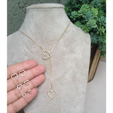 Imagem de Conjunto Kit Coração, Trio Brinco+ Gravatinha Coração