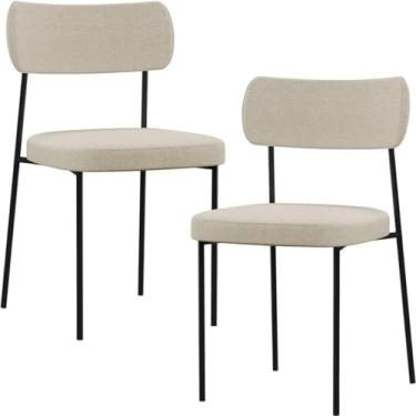 Imagem de Kit 02 Cadeiras Estofadas Melissa Sala de Jantar Cozinha Espaço Gourmet (Bege)