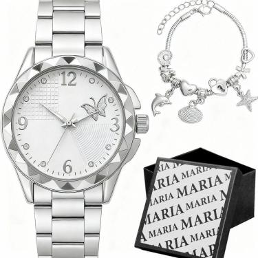 Imagem de Relogio Feminino Prova Dagua Aço Prata + Caixa Original Presente Moda Casual Qualidade Premium