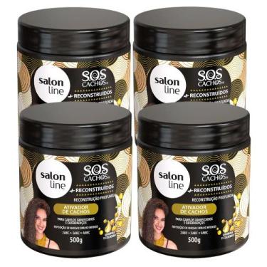 Imagem de Kit 4 Ativadores De Cachos Salon Line Reconstrução 500g