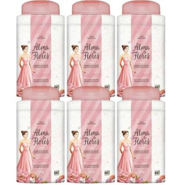 Imagem de Kit 6 Talco Perfumado Alma De Flores Jasmim 100G - Memphis