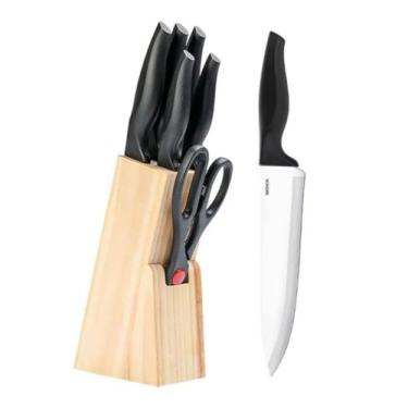 Imagem de Conjunto de Facas com 7 Peças com Cepo Cross - 2556/111 -BRINOX - Coza