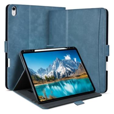 Imagem de Zinibri Capa feita à mão para iPad Air de 11 polegadas M3 2025/M2 2024, iPad Air 5ª/4ª geração com suporte para lápis, alça de mão e bolso com fecho magnético em vários ângulos, suporte automático