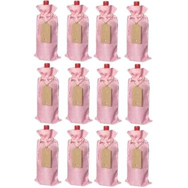 Imagem de Tiwerlfe Pacote com 12 sacos de presente de azeite de oliva de serapilheira premium com etiquetas de presente – Capas reutilizáveis de juta com cordão, ideais para Natal, casamentos, festas