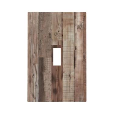 Imagem de SGEDAO Capas decorativas para interruptores, placa de madeira retrô, placa de madeira vintaga, placa de parede de 1 grupo, placa de parede com botão único, placa de interruptor de luz elétrica jumbo